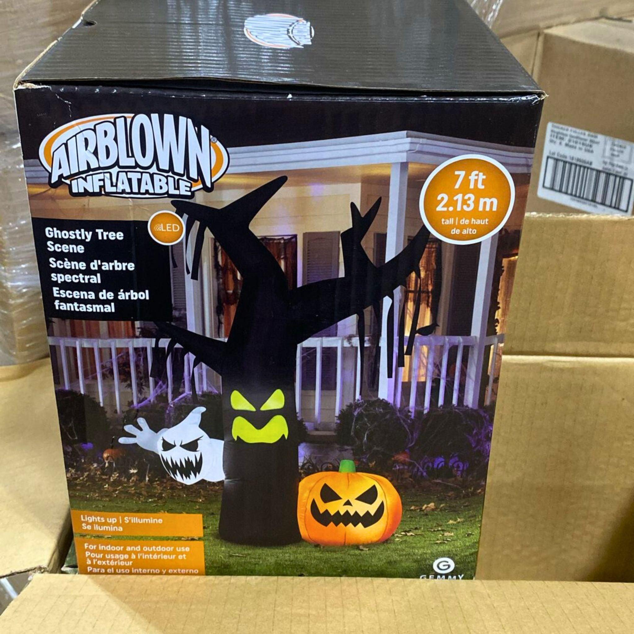 7FT AirBlown Inflatable Ghostly Tree Scene with LED Lights - Halloween Decoration for Indoor & Outdoor Use (35 Pcs) - Perfect for Yard, Party, and Haunted House Decor
