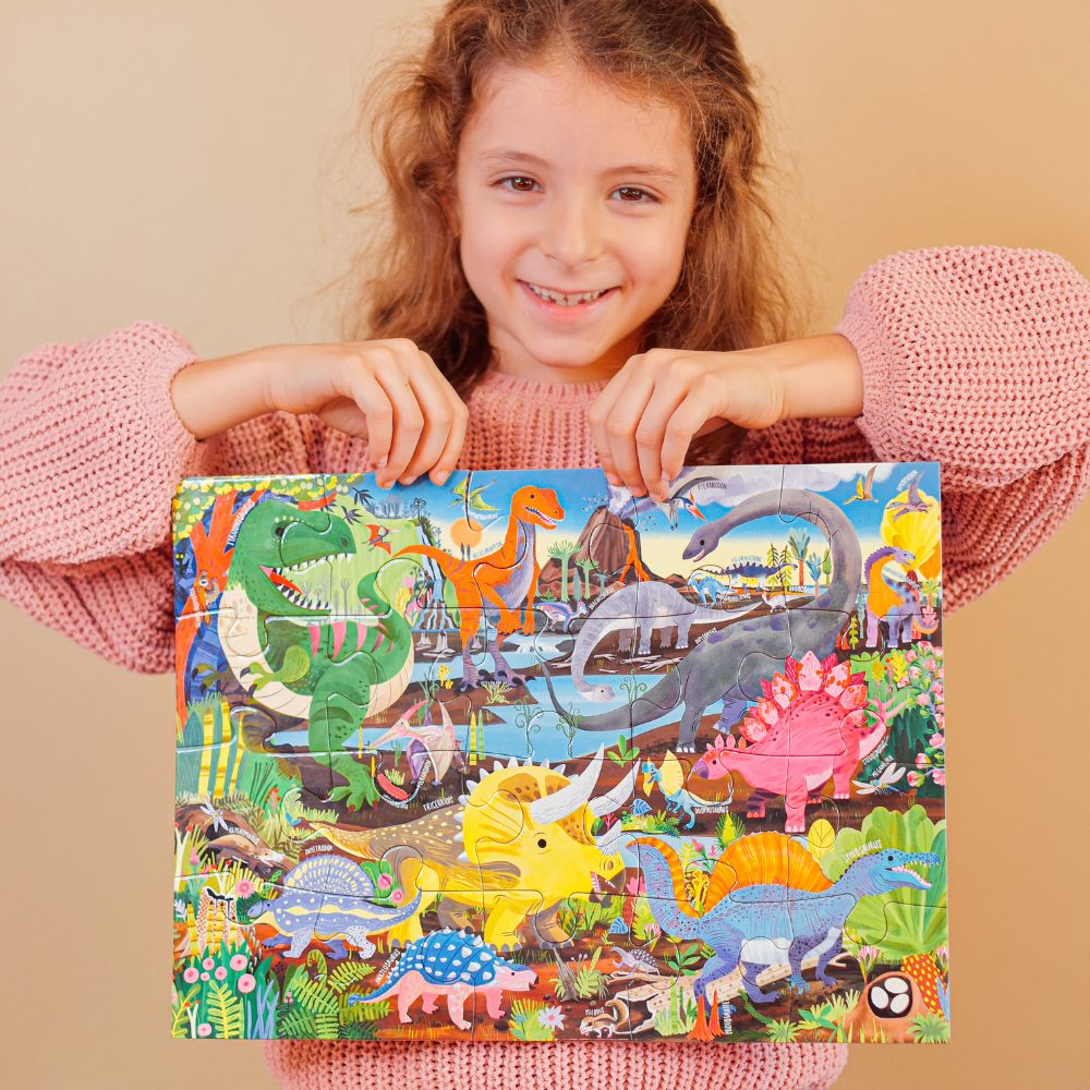 eeBoo Dinosaur Land 20 Piece Puzzle for Kids - Educational Dinosaur Puzzle Game for Children Ages 3-5 - Perfect for Preschool Learning & Family Game Night