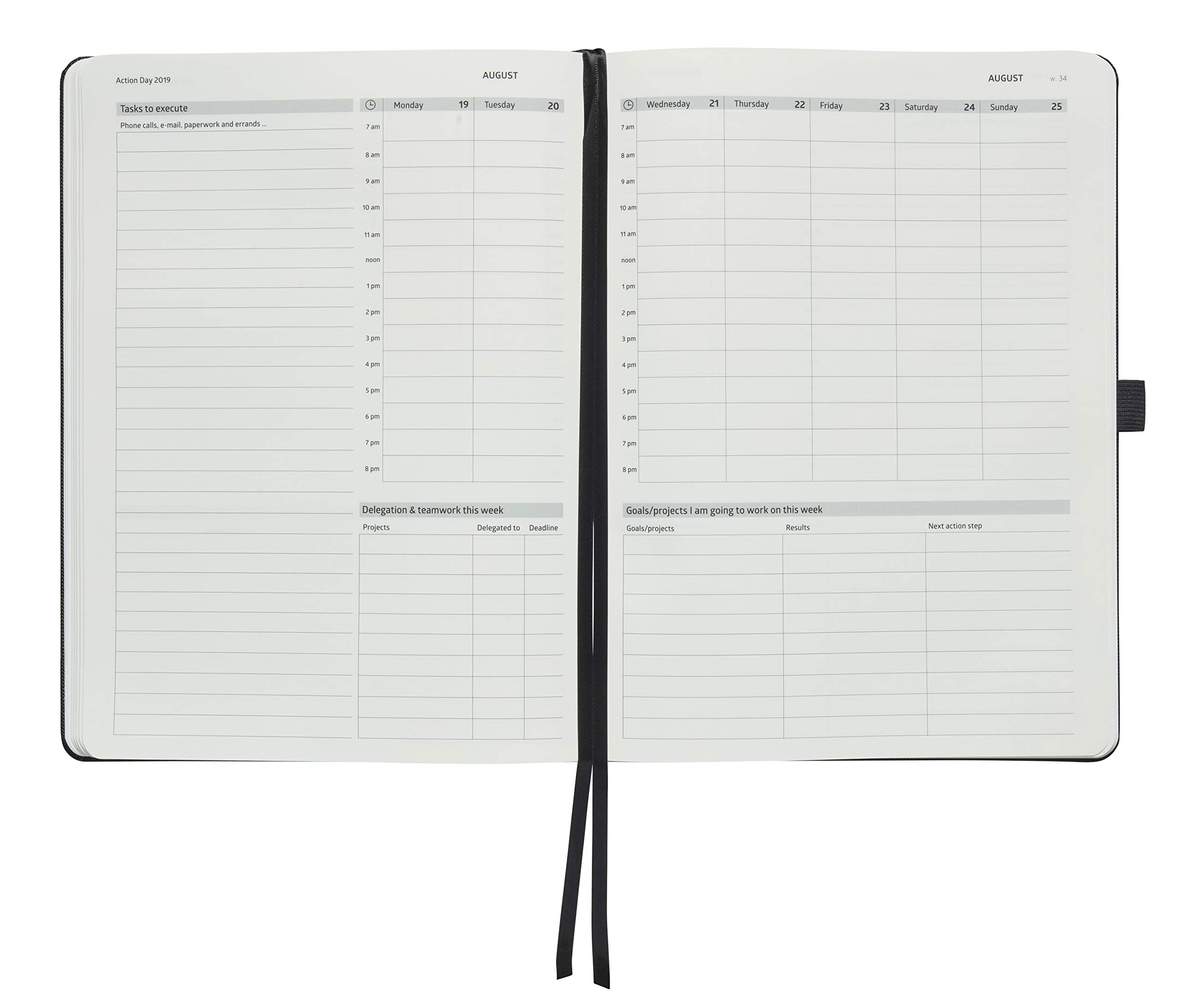 Action Day 2025 Weekly Planner - Productivity Planner with To-Do Lists, Goal Tracking & Project Management - 8x11 Dated Daily Diary (Black) - Perfect for Professionals, Students & Busy Moms