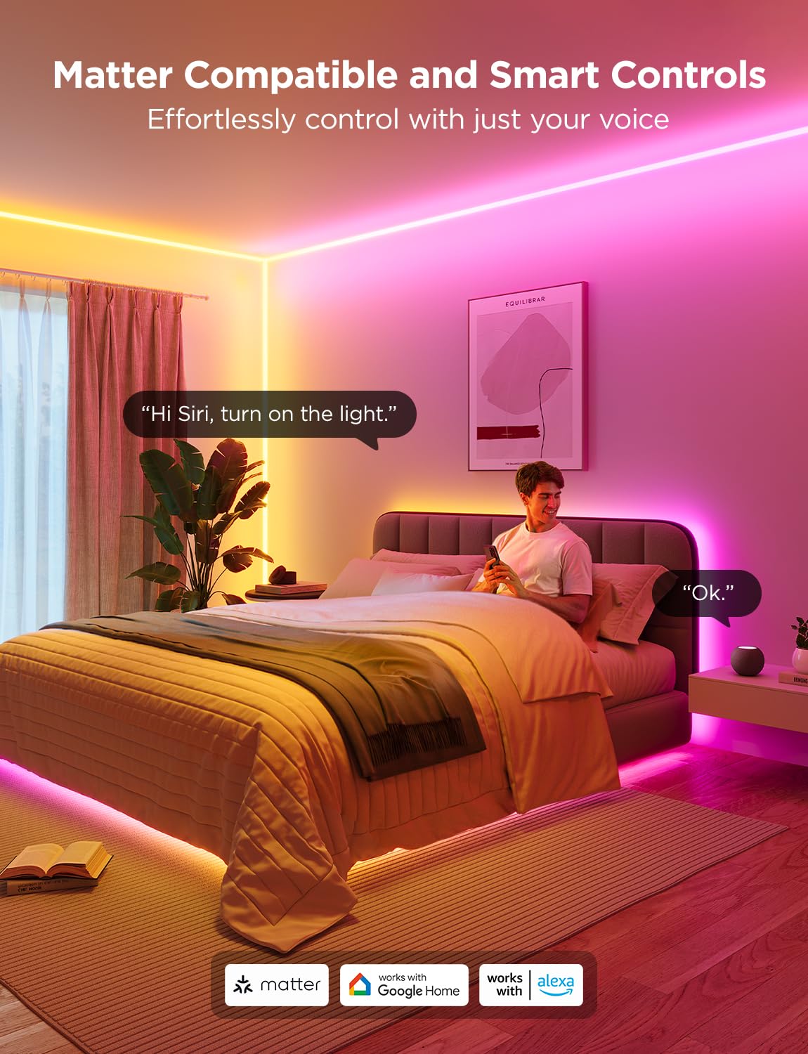Govee 16.4ft RGBIC Smart Neon Rope Lights for Wall Lining - Matter & Alexa/Google Assistant Compatible, App Controlled LED Strip Lights with Music Sync - Perfect for Living Room, Bedroom & Wall Corner Decoration
