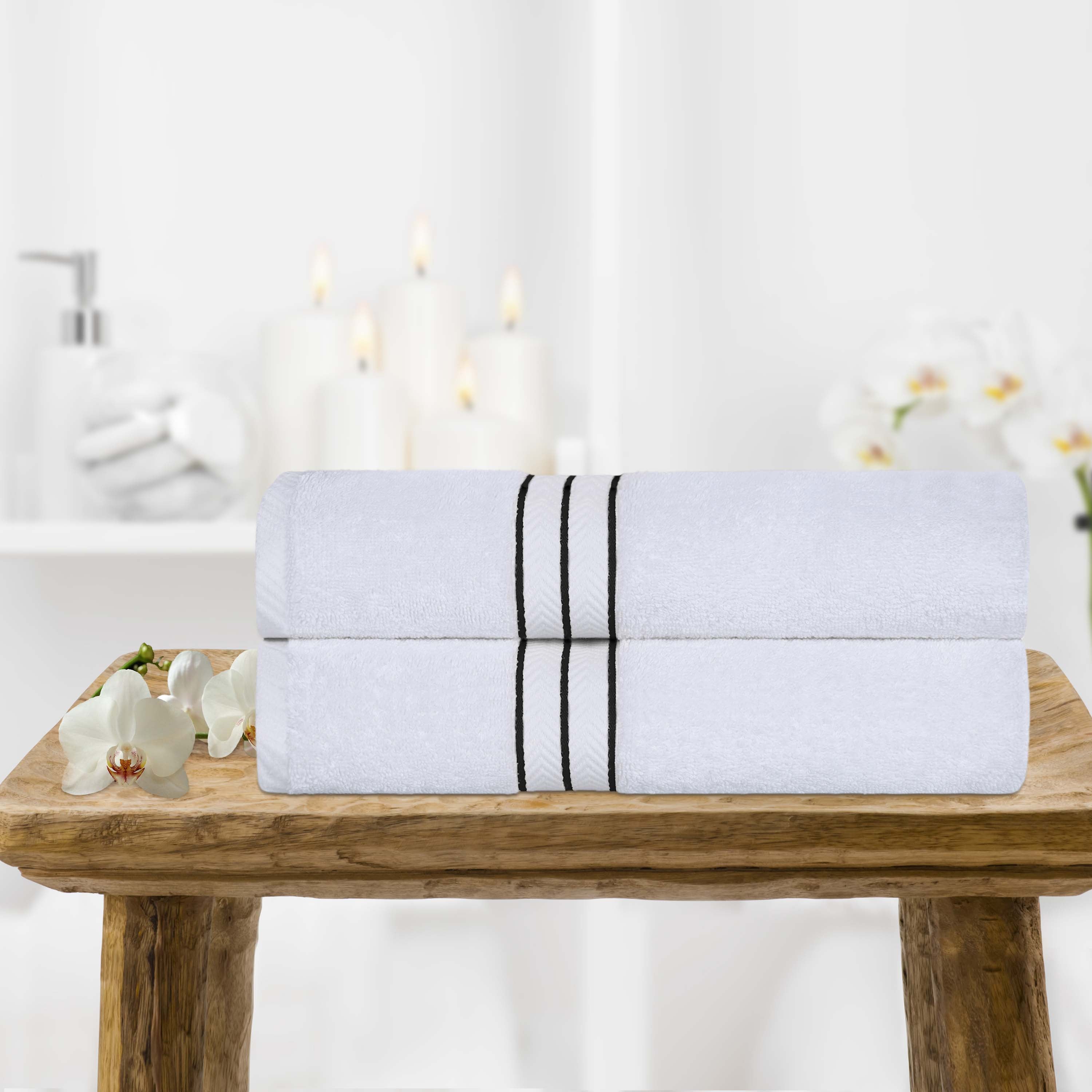 Premium Turkish Cotton Bath Towels - Ultra Plush & Highly Absorbent 2-Piece Set for Spa, Bathroom & Beach Use