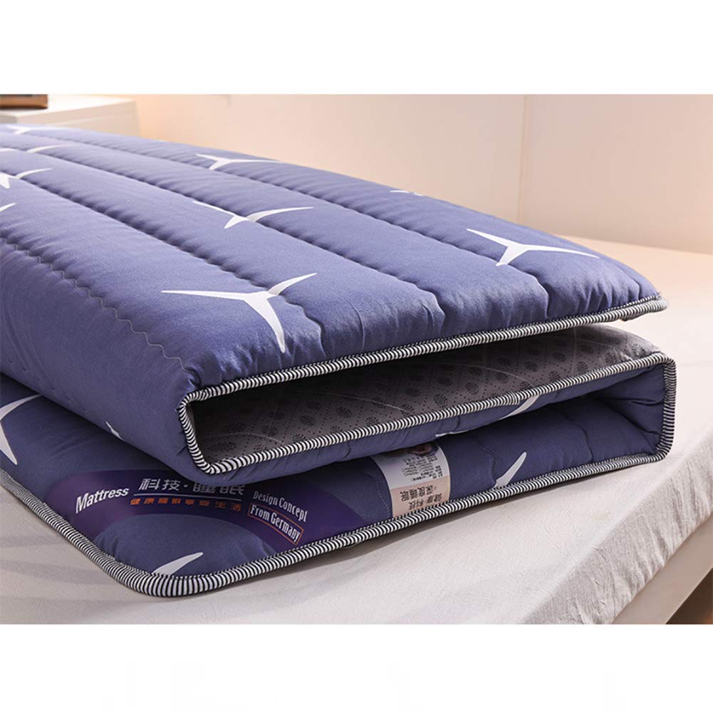 Foldable Non-Slip Mattress - Breathable Tatami Bed Mat, Thick & Soft King Size Futon with Skin-Friendly Design (Blue) - Perfect for Guest Beds, Dorm Rooms, Floor Sleeping & Camping