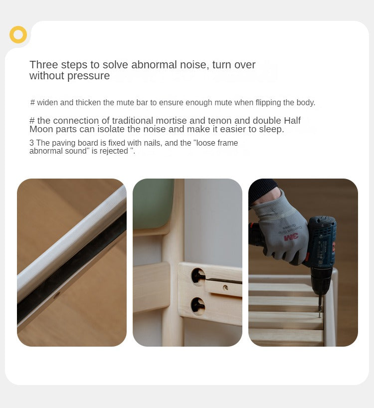 Organic Solid Wood Children's Bed - Birch & Beech Frame with Premium Leather Accents | Safe, Non-Toxic Toddler Bed for Nursery, Bedroom & Montessori Rooms