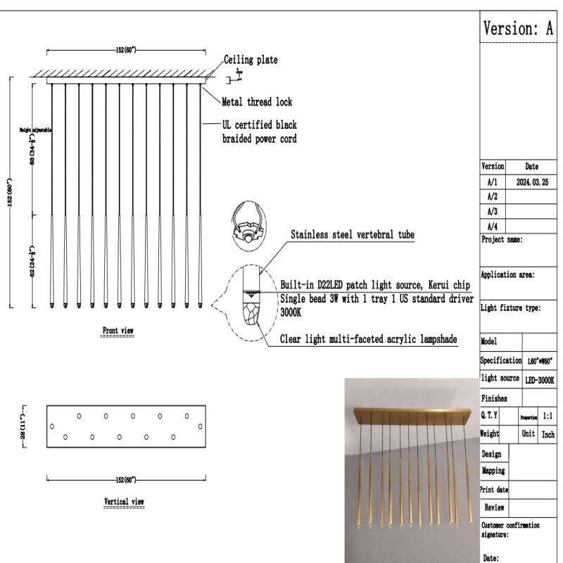 Modern Linear Chandelier 60