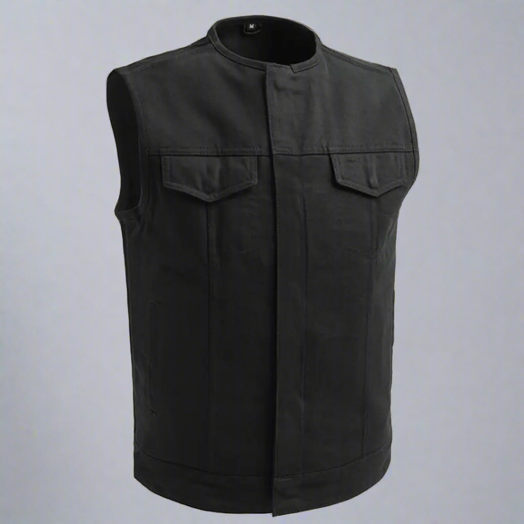 First MFG Co. Men's Motorcycle Twill Vest - Durable Riding Jacket for Harley Davidson & Cruiser Bikers - Perfect for Road Trips & Motorcycle Events