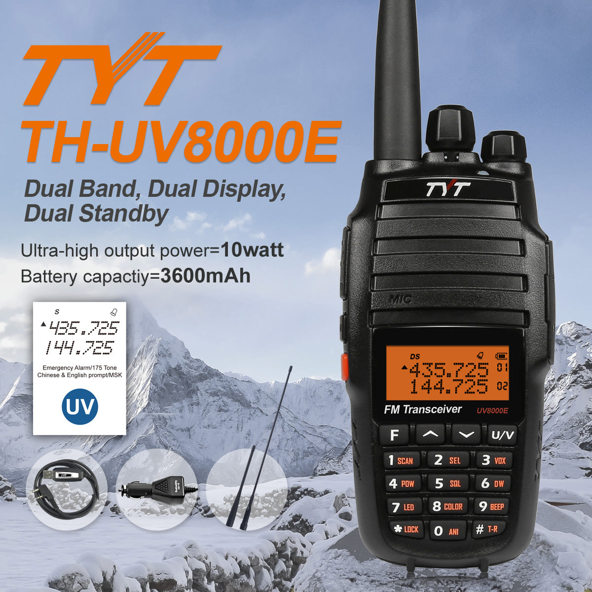 TYT UV8000E Two-Way Radio - Open Box - Long Range Communication for Outdoor Adventures, Construction, and Emergency Preparedness