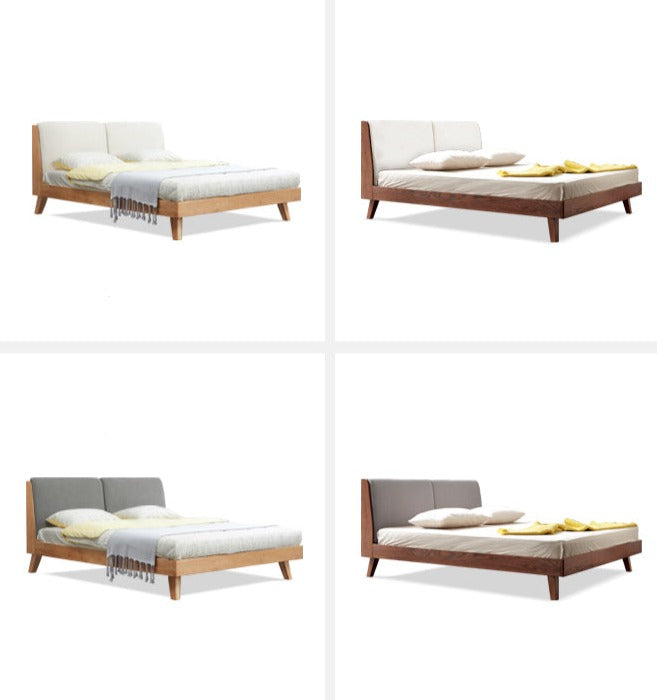 Solid Oak Wood Soft Bed Frame - Queen Size, Natural Wood Finish - Perfect for Master Bedrooms, Guest Rooms & Cozy Home Decor