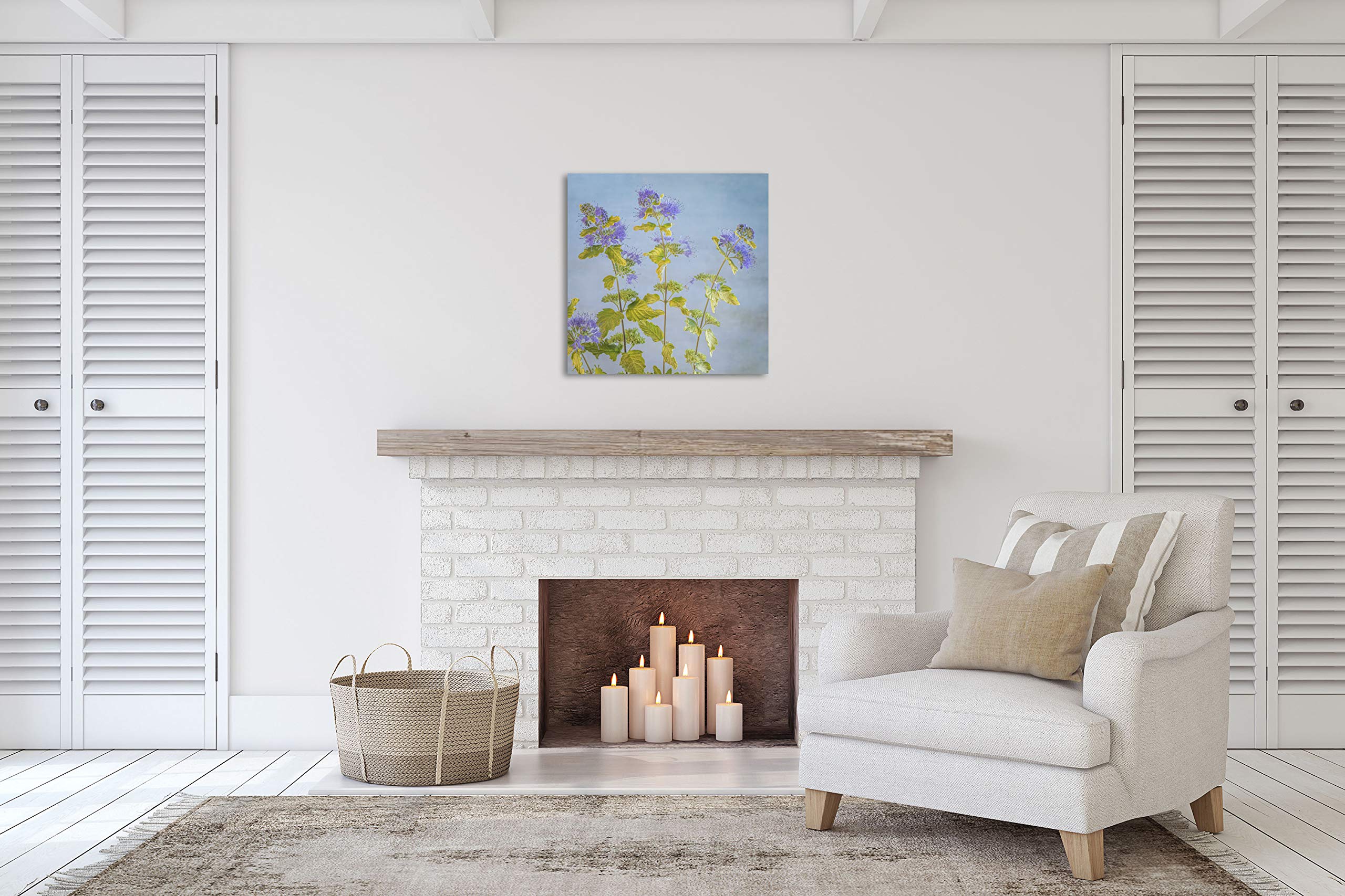 Contemporary Caryopteris I by Kathy Mahan - 24x24in Fine Art Giclee Print on Paper | Wall Decor for Living Room, Bedroom & Office | Modern Botanical Artwork