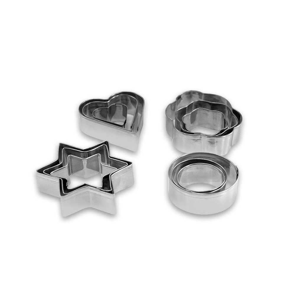 Topenca Supplies 4-Piece Aluminum Cookie Cutter Set - Silver Baking Tools for Christmas, Halloween, Birthday Party Decorations & DIY Pastry Making