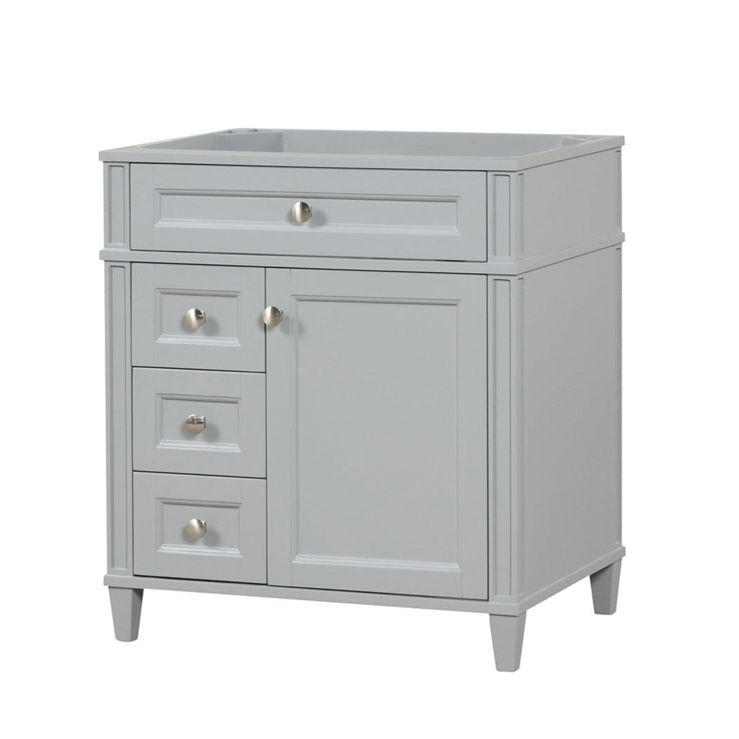 Kensington 29.5-Inch Left-Hand All-Wood Bathroom Vanity in Metal Gray - Cabinet Only for Modern Home & Powder Room Decor