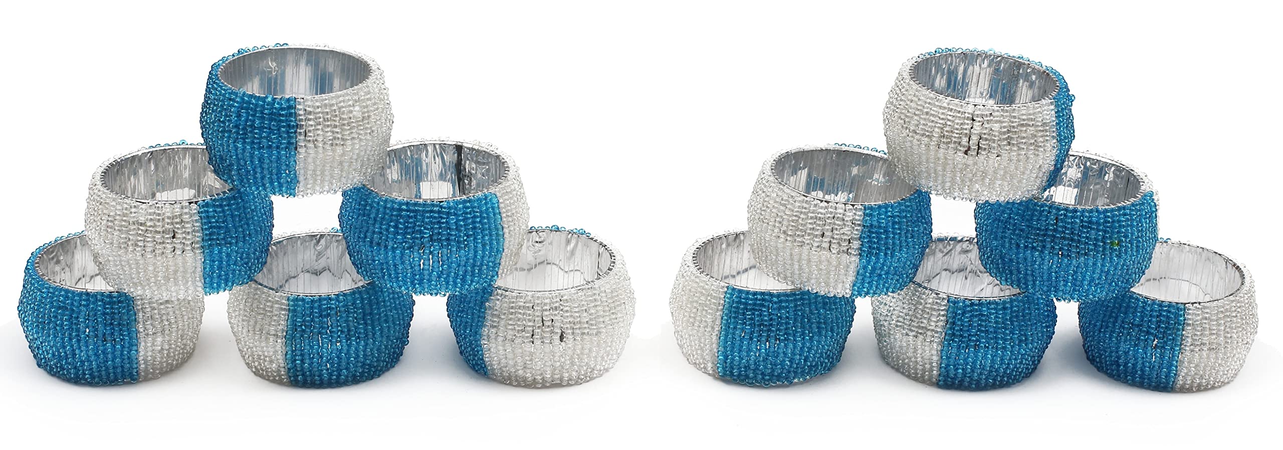 12-Pack Beaded Napkin Rings Set - Rustic Farmhouse Style for Easter, Thanksgiving & Christmas Dining Table Decor - Bulk Napkin Holders for Holiday Parties & Special Occasions