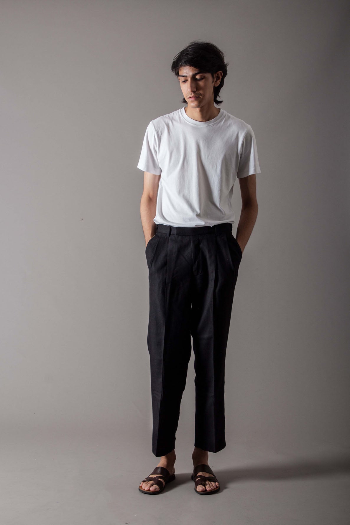 Classic Linen Trousers for Women - Light Grey Comfort Pants for Office, Travel & Casual Wear
