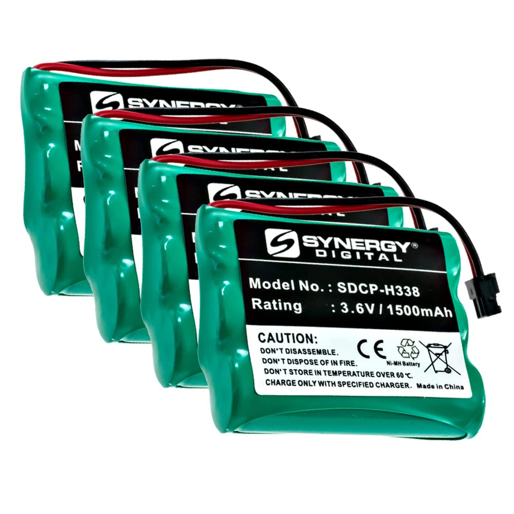 Synergy Digital Rechargeable Ni-MH 3.6V 1500mAh Cordless Phone Batteries - 4 Pack | Compatible with Panasonic KX-TG1484 | Long-Lasting Power for Home & Office Phones | Perfect Replacement for SDCP-H338 Batteries