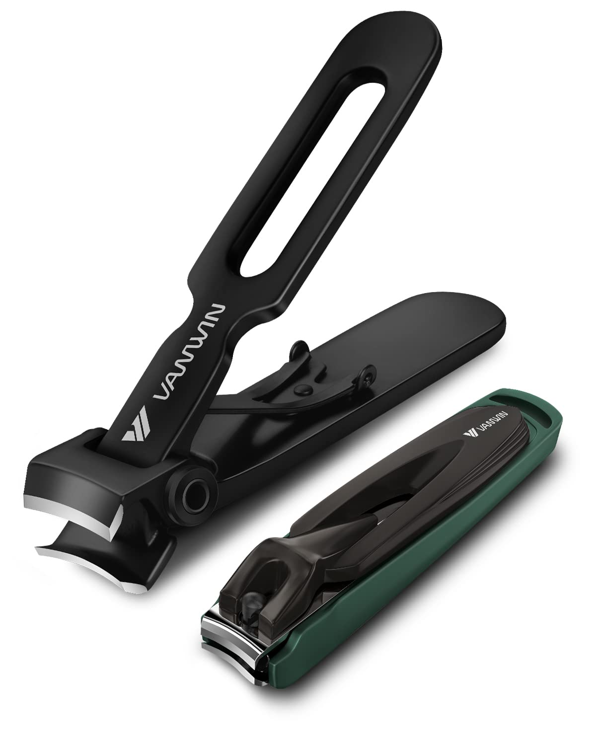 Premium Stainless Steel Nail Clipper Set - 2 Pack Heavy Duty Toenail & Finger Nail Clippers with Catcher - Ultra Sharp Professional Grooming Tools for Thick Nails - Perfect for Men, Women & Adults - Ideal for Home, Travel & Salon Use
