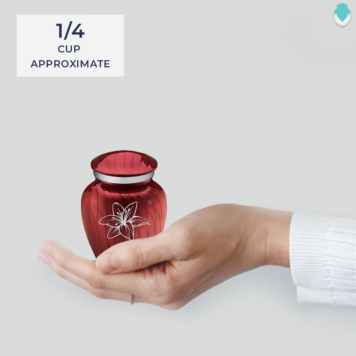 Elegant Embrace Lily Keepsake Cremation Urn - Pearl Candy Red | Memorial Urn for Ashes | Perfect for Home Display, Funeral Services & Memorial Ceremonies