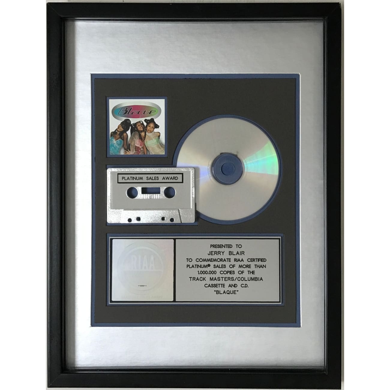 Blaque Debut RIAA Platinum Album Award - Certified Music Achievement for Collectors & Fans - Perfect for Display in Studios, Offices & Music Rooms
