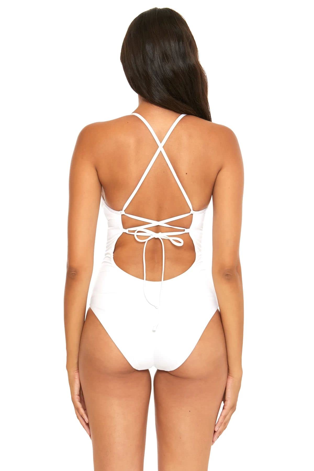 BECCA Women's Layla One Piece Swimsuit - Plunge Neck Bathing Suit for Women, High Cut Swimwear for Beach, Pool & Vacation | Tummy Control & Sexy Design