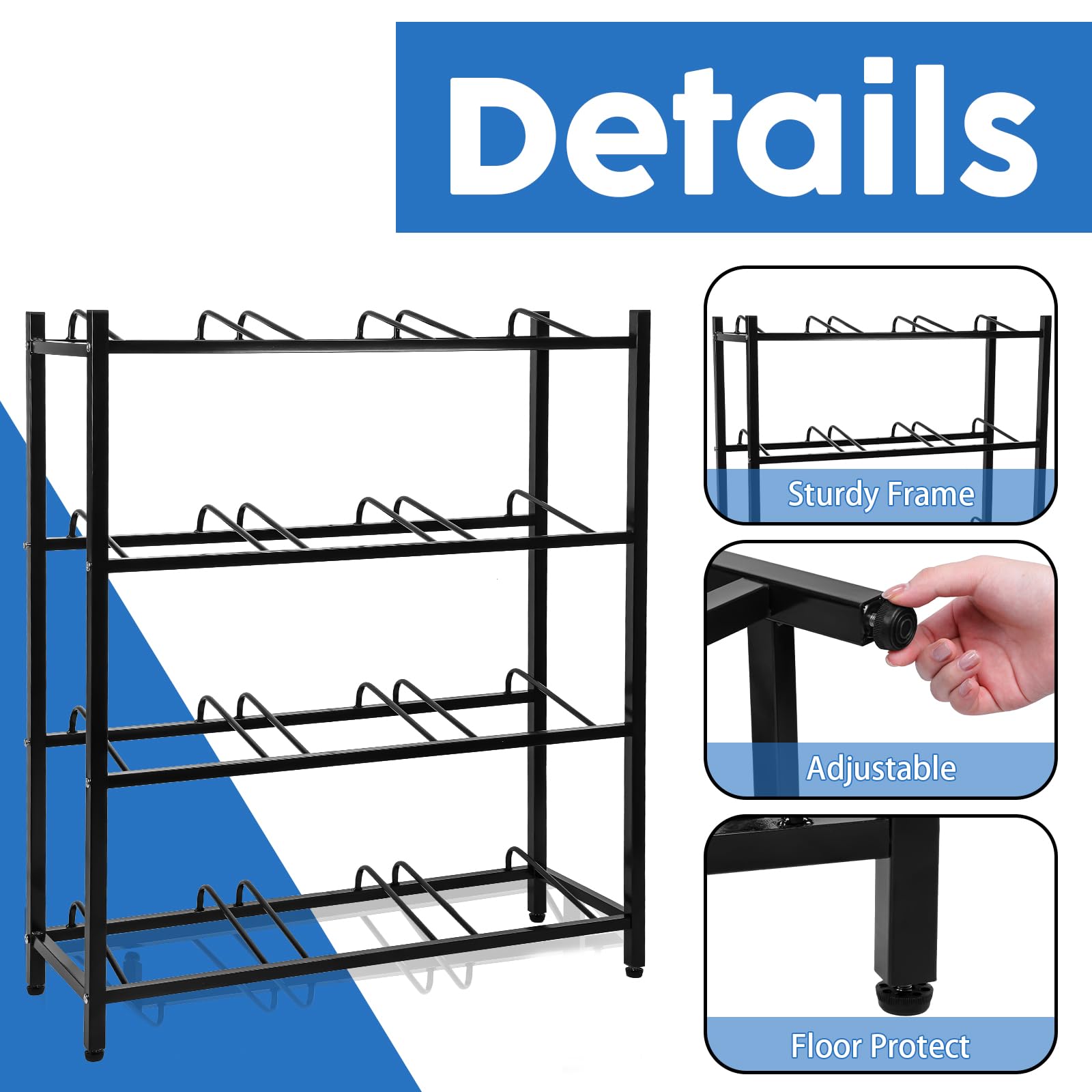 Nuogo 5 Gallon Water Jug Rack - Heavy Duty 4-Tier Water Bottle Holder Stand for Home, Kitchen & Office Storage - Space Saving Organizer for Large Water Containers & Accessories