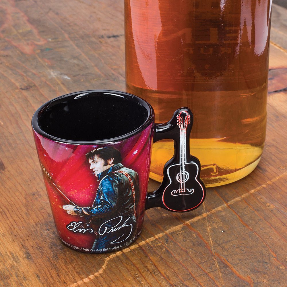 Elvis Shot Glass - '68 Name in Lights With Guitar Handle - Perfect for Elvis Fans, Collectibles, and Party Favors - Great for Themed Parties, Gifts, and Bar Decor