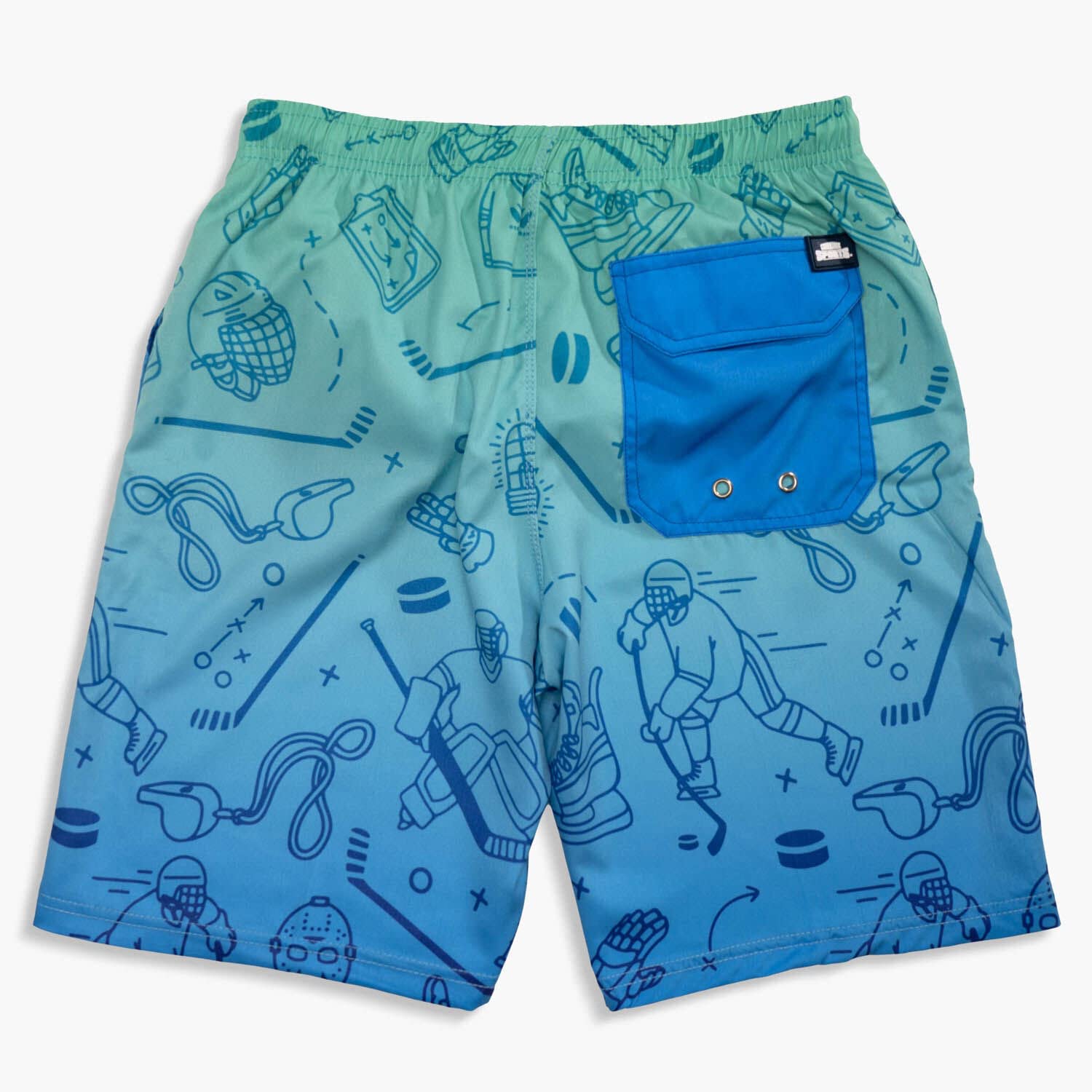 ChalkTalkSPORTS Hockey Swim Trunks for Men & Youth - Quick Dry Board Shorts with Hockey Design - Perfect for Beach, Pool, and Water Sports Activities