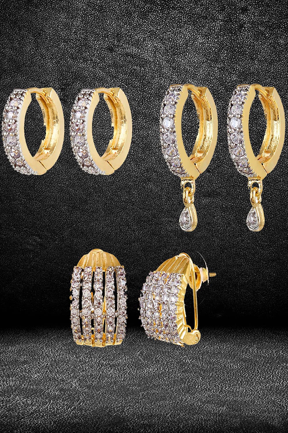 YouBella Stylish Gold Plated Stud & Hoop Earrings Set for Women & Girls - Traditional Jewelry Gift for Parties, Weddings & Everyday Wear