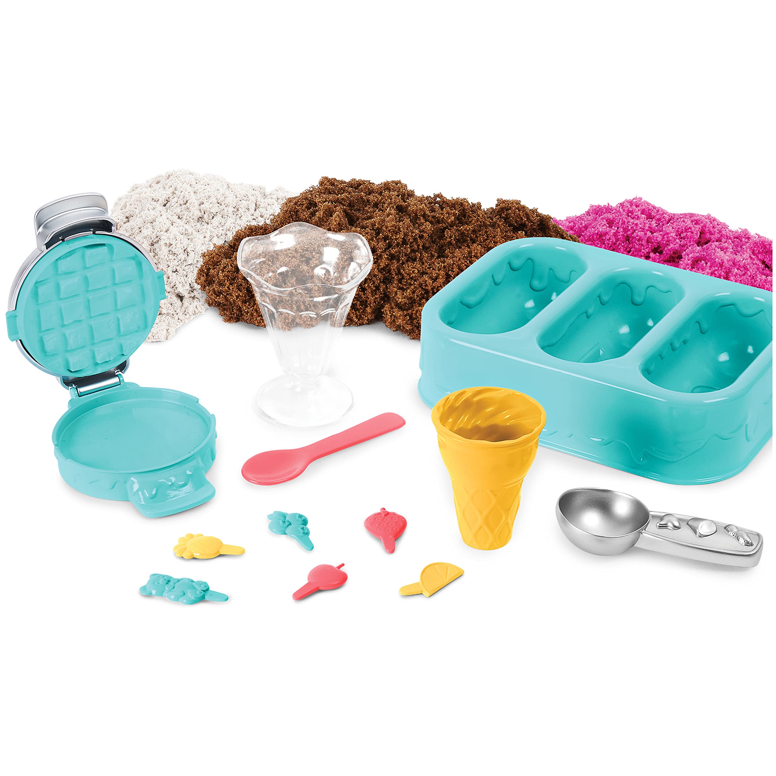 Kinetic Sand Scents Ice Cream Treats Playset - 3 Vibrant Colors & 6 Serving Tools for Sensory Play | Perfect for Kids' Creative Fun & Stress Relief
