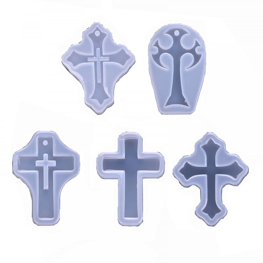 5Pcs Cross Shape Silicone Pendant DIY Molds - Resin Casting Jewelry Making Kit for Necklace, Earrings & Keychains - Perfect for DIY Crafts, Gifts & Home Decor