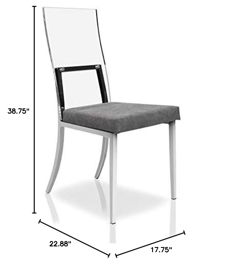 Furniture of America Hartly Metal Padded Dining Chairs - Set of 2 Chrome Finish, Comfortable Upholstered Seats for Kitchen, Dining Room & Breakfast Nook