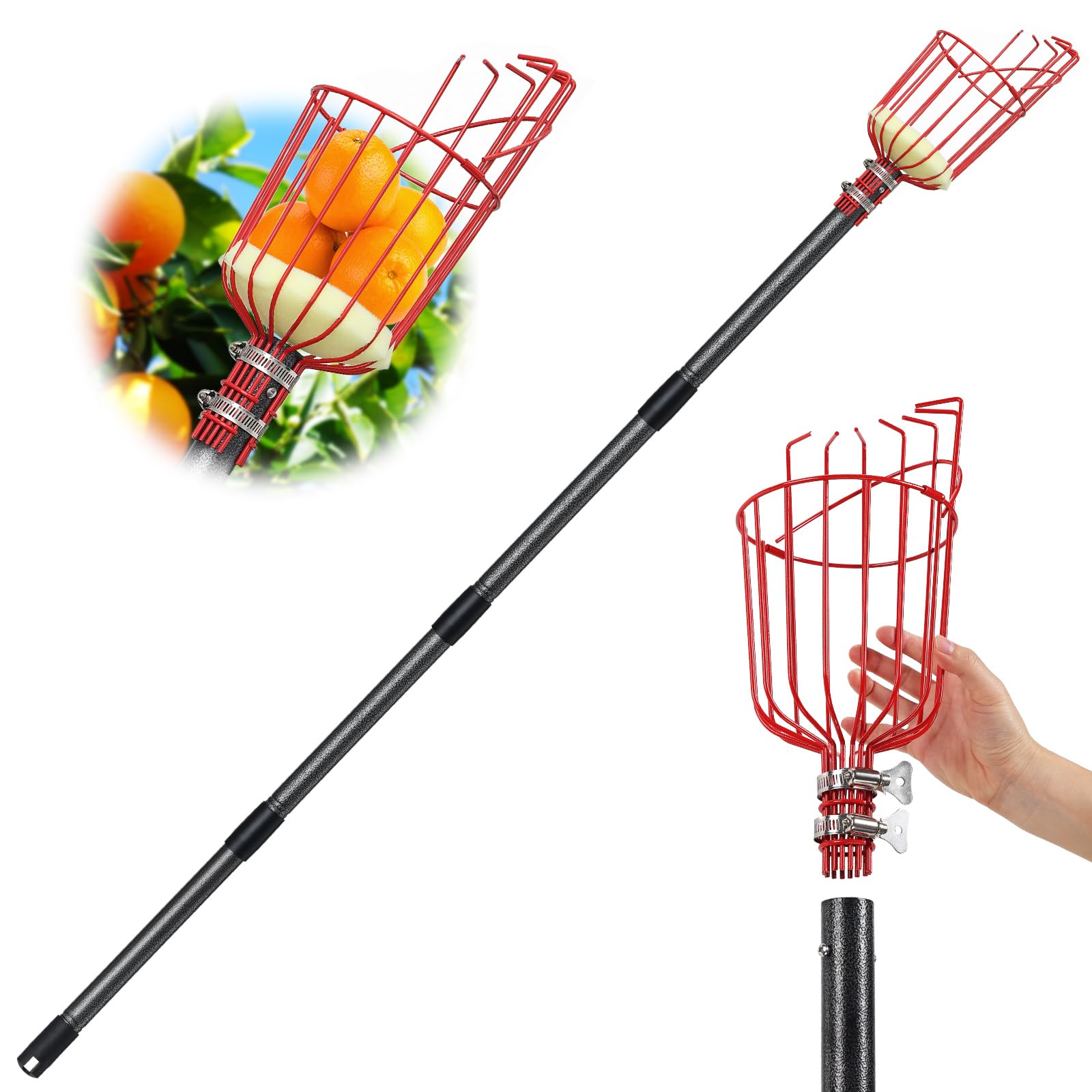 Premium 15FT Coconut Picker Tool with Basket - Easy to Assemble Fruit Harvester for Coconut, Mango & Avocado | Perfect for Home Garden, Farm & Orchard Harvesting