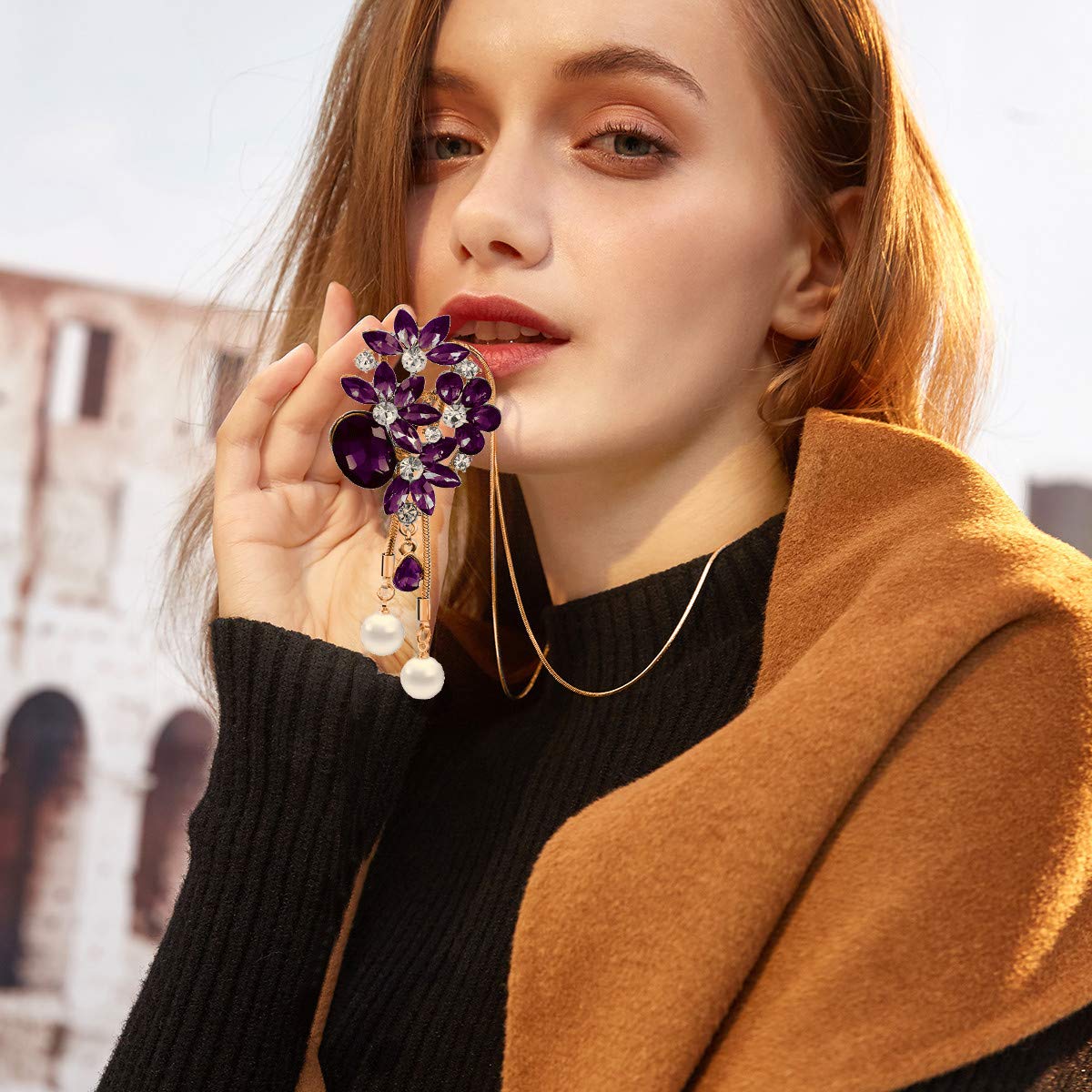 Elegant Flower Leaf Crystal Pendant Long Chain Necklace for Women | Bohemian Sweater Necklace | Dainty Layering Jewelry | Perfect for Weddings, Parties & Everyday Wear