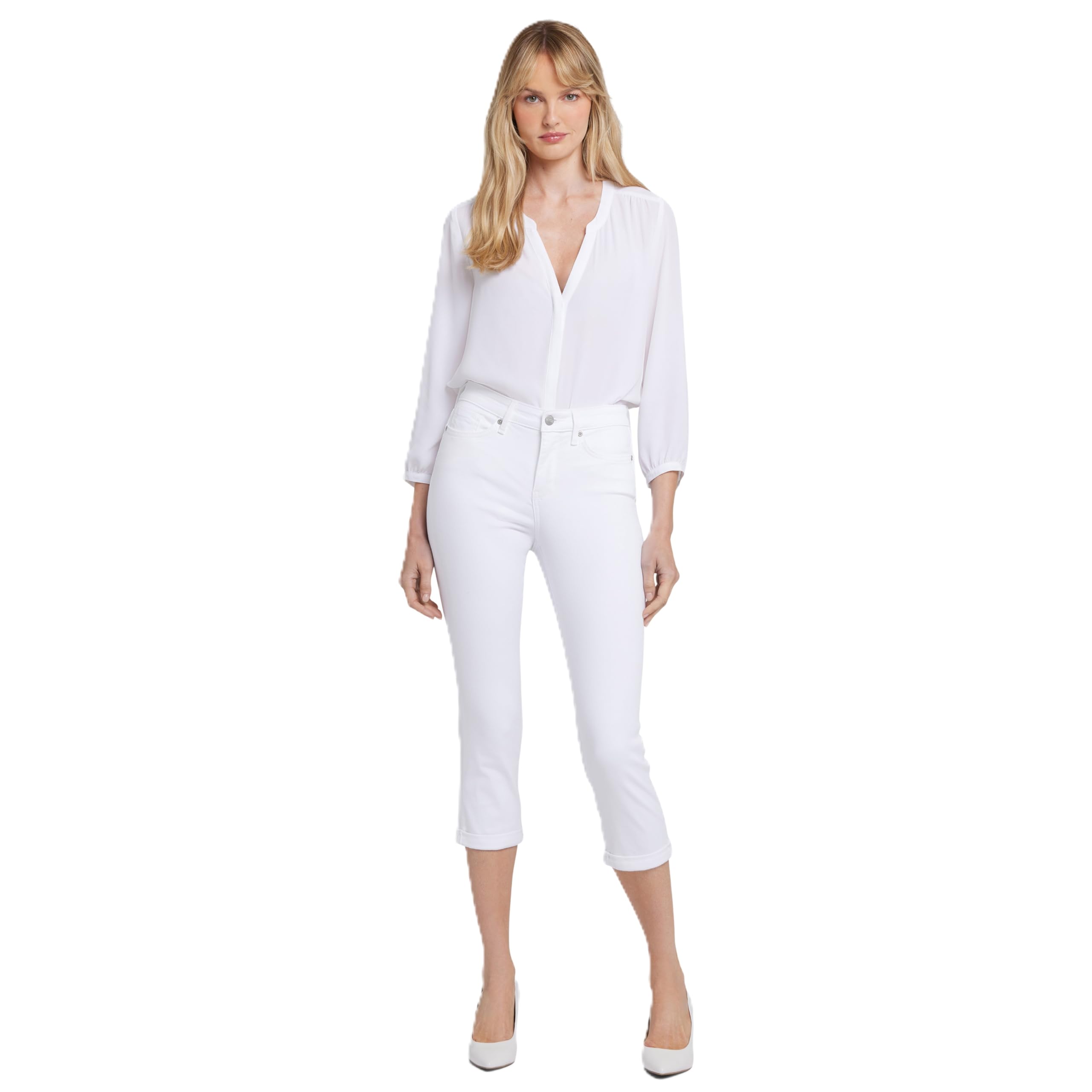 NYDJ Chloe Capri Jeans for Women - Stretch Denim Ankle Pants in Optic White | Comfortable & Flattering Fit for Casual Wear, Work & Travel