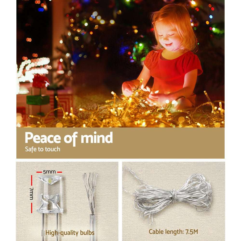 12.5M Solar Powered Christmas Icicle Lights - Warm White LED String Lights for Outdoor Holiday Decorations | Perfect for Roof, Windows, and Garden Decor