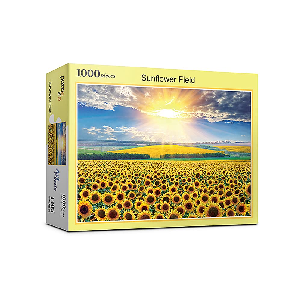 1000 Piece Sunflower Field Jigsaw Puzzle for Adults - Premium Paper Puzzle with Vibrant Art - Perfect for Family Game Night & Stress Relief Activities