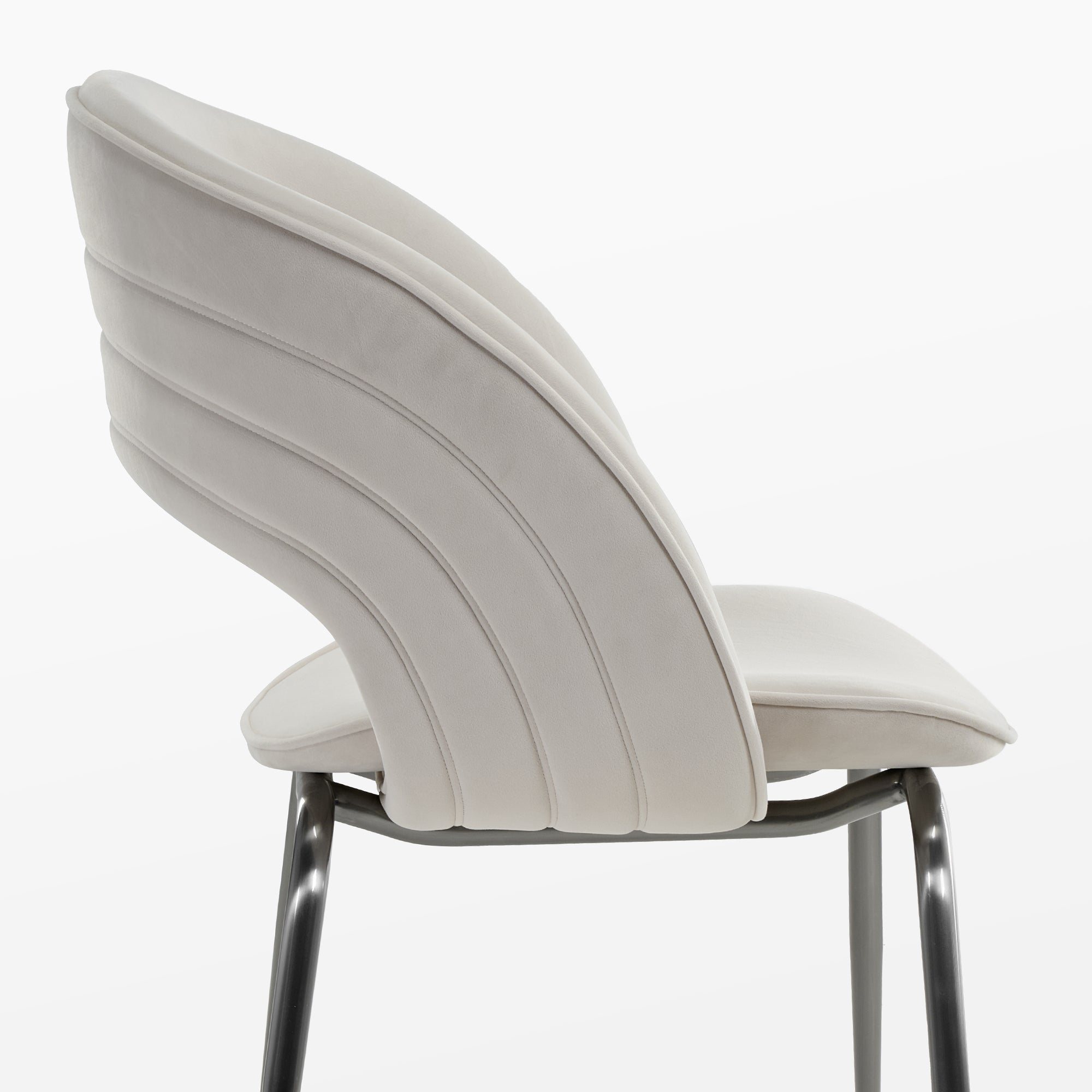Shanean Velvet Dining Chair - 1 Piece, Off White - Elegant Upholstered Seat for Dining Room, Kitchen, or Home Office
