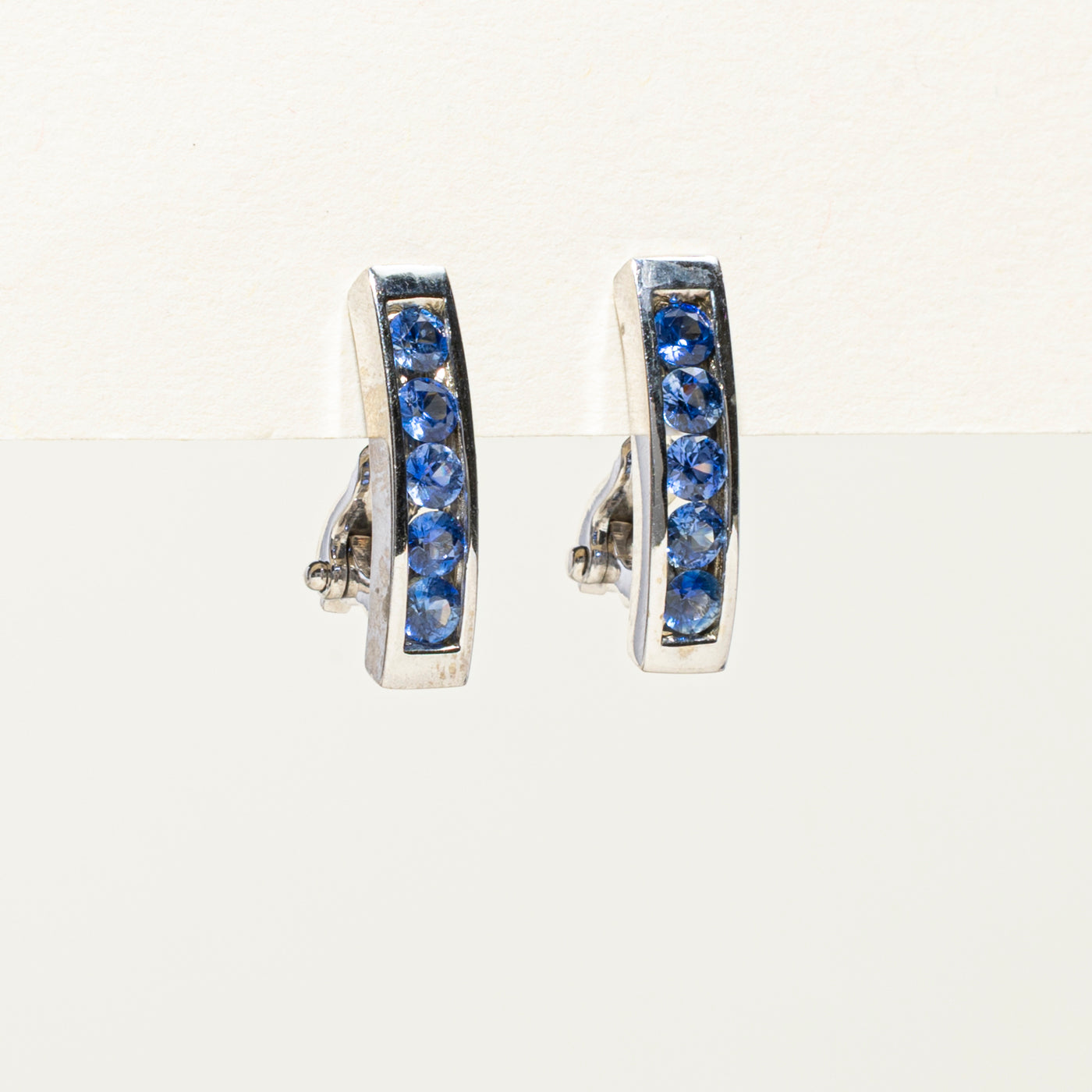 18K Gold Channel Set Sapphire Earrings - 1.20ctw Natural Blue Sapphire Stud Earrings for Women | Perfect Gift for Anniversary, Birthday & Special Occasions