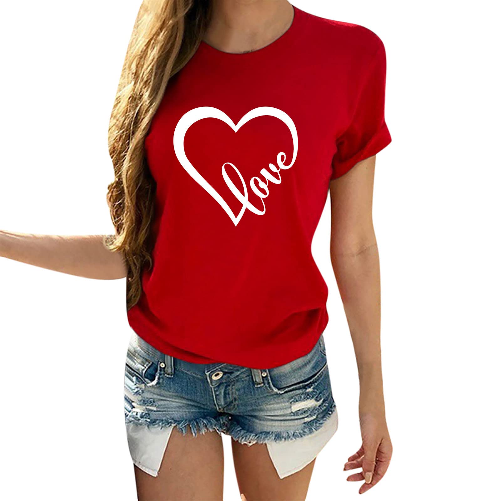 Valentine's Day Couple T-Shirts for Women - Romantic Heart Tie-Dye Print Short Sleeve Tops | Perfect Wedding Gift & Anniversary Present for Couples | Date Night, Matching Outfits, Romantic Getaways