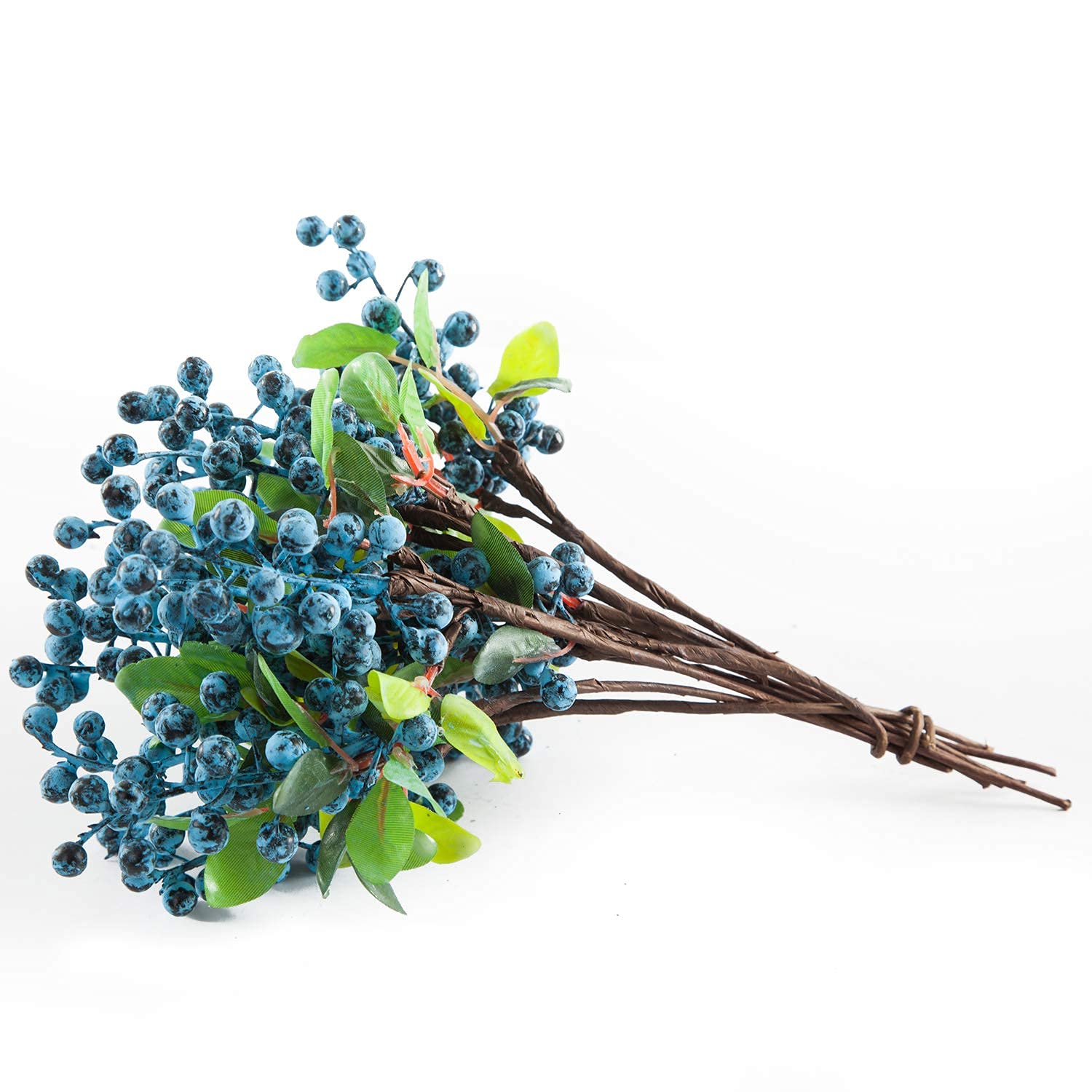 20 Pack SHACOS Artificial Blueberry Stems - 9.8 Inch Fake Blue Berries with Green Leaves for Christmas Decor, Holiday Crafts, DIY Home Decor, Floral Arrangements & Wedding Centerpieces (Berry Blue)