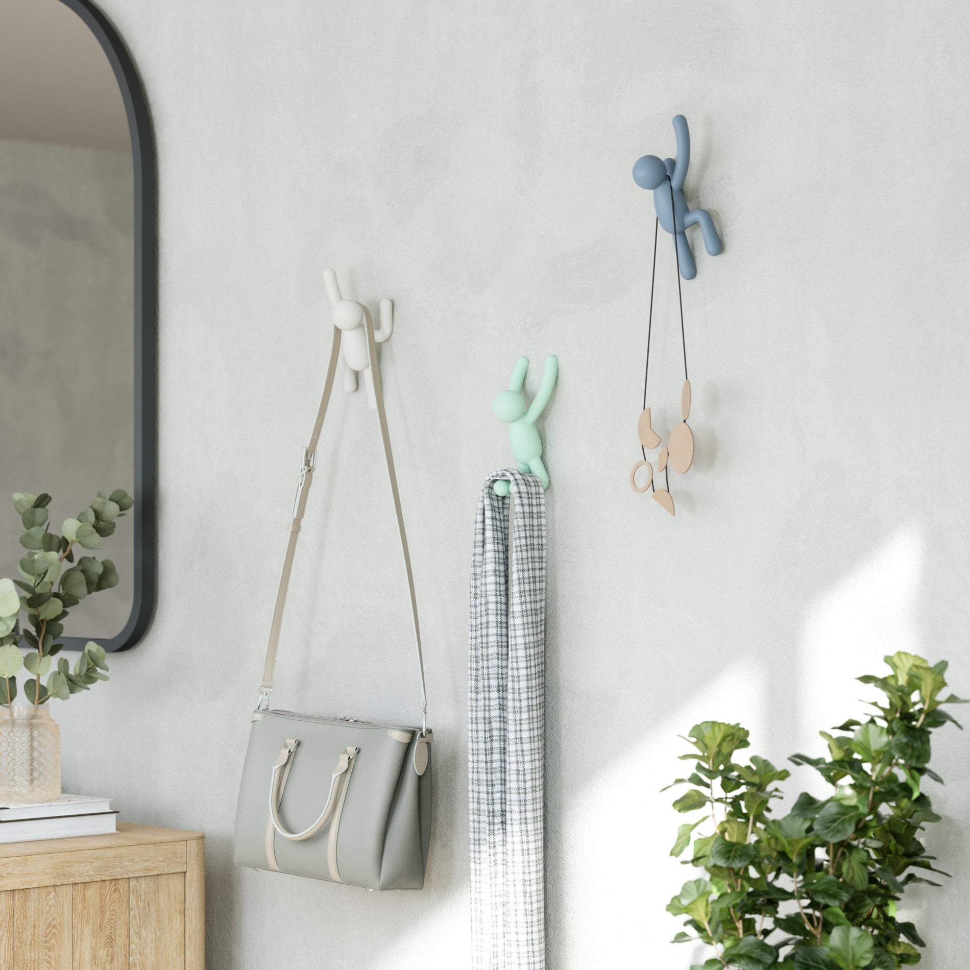 Buddy Wall Hooks Set of 3 - Heavy Duty Adhesive Hooks for Hanging Coats, Hats & Keys - Perfect for Home, Office & Dorm Organization