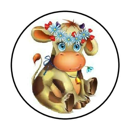 48 Country Cow Round Stickers 1.2