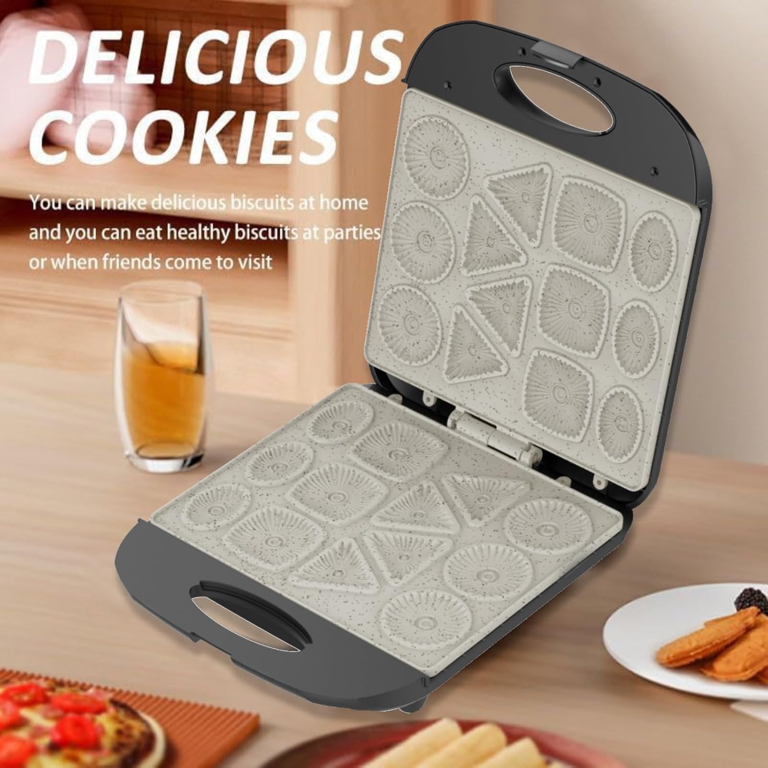 Electric Cookie Maker Machine - 1400W 110V Black, Makes 13 Cookies per Batch - Perfect for Homemade Biscuits, Scones, Waffles & Breakfast Cakes - Ideal for Family Baking, Brunch Parties & Holiday Treats