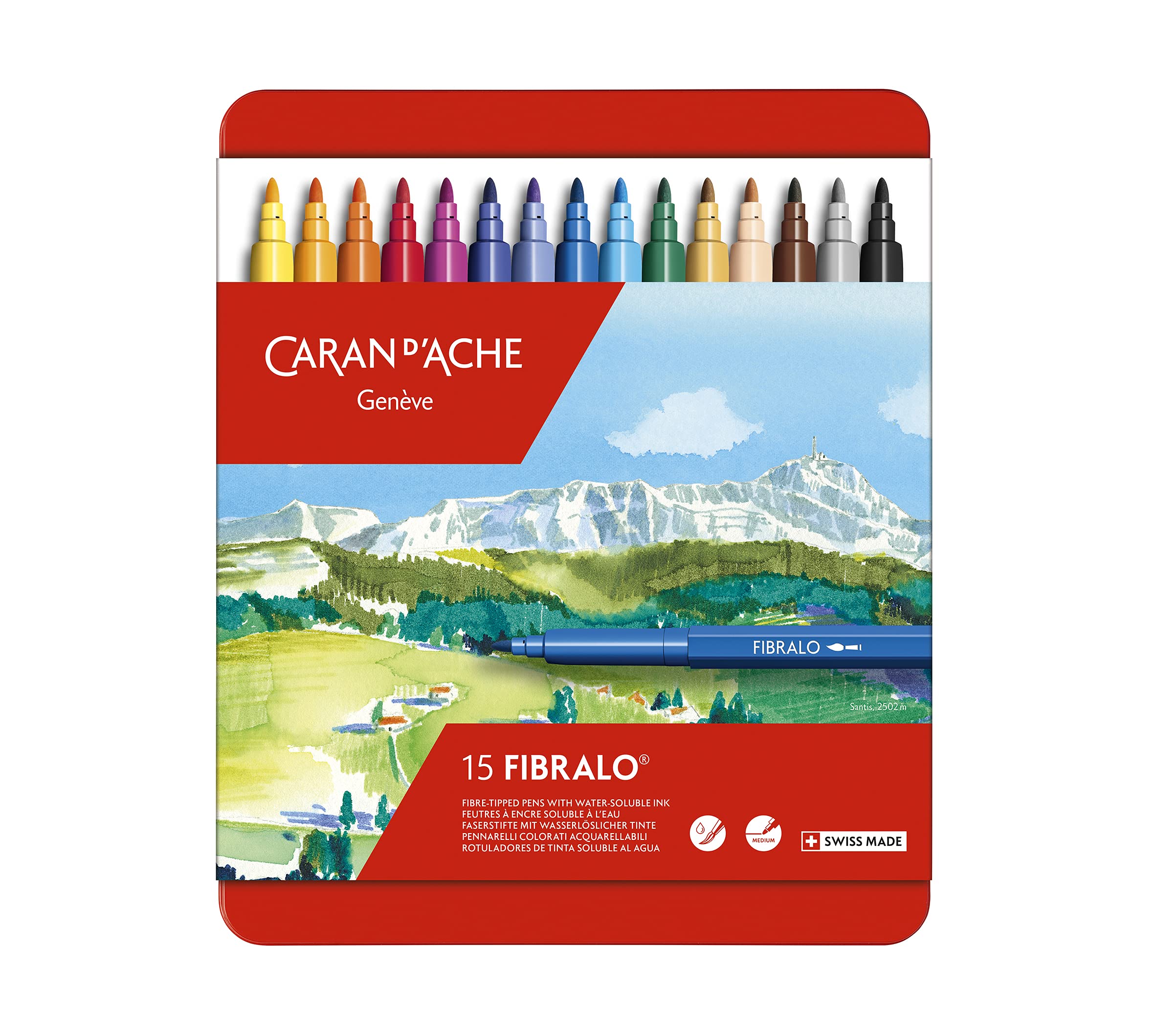 **Caran d'Ache Fibralo Markers Set of 15 - Premium Artist Markers for Drawing, Sketching & Illustration (185.315) - Ideal for Professionals & Hobbyists**