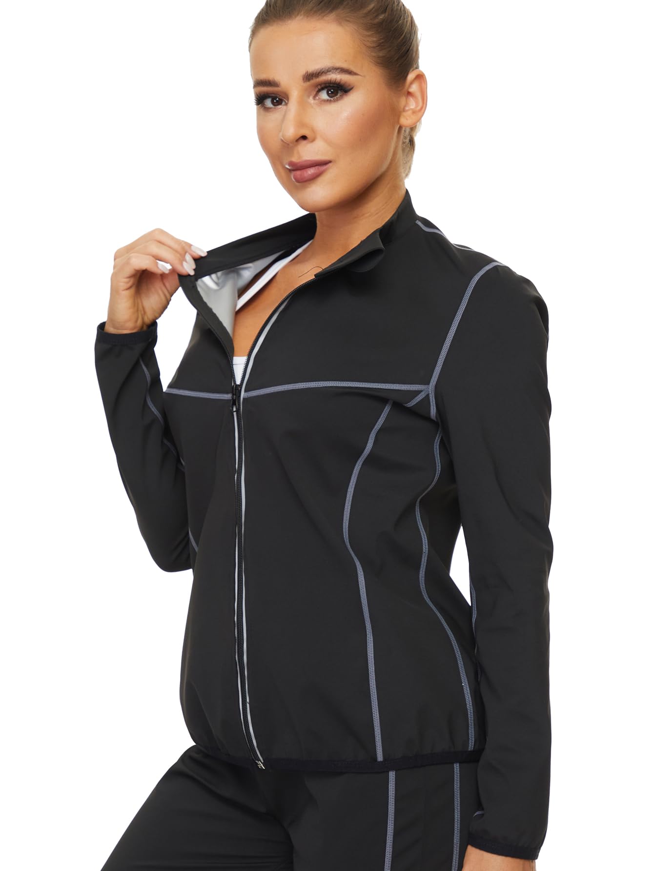 SEXYWG Women's Sauna Suit - Long Sleeve Workout Jacket & Sweat Shirt for Weight Loss & Detox - Perfect for Gym, Running, Yoga & Home Sauna Sessions