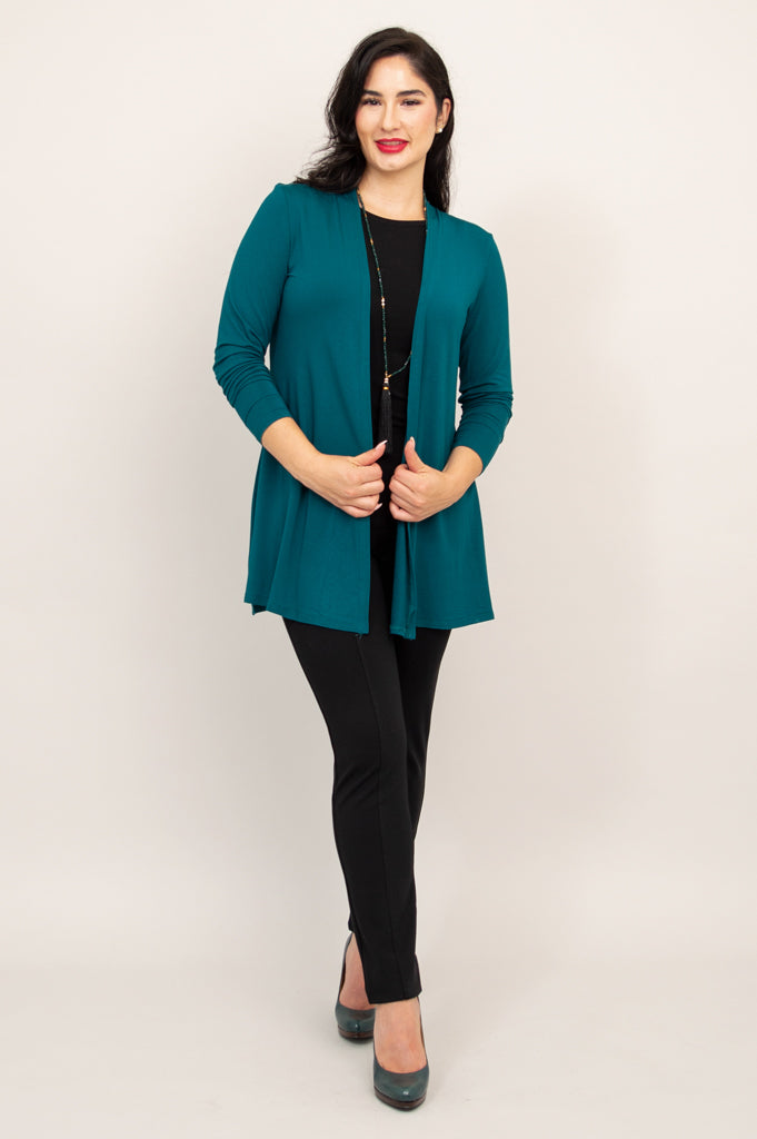 Eco-Friendly Bamboo Chopra Jacket in Teal - Sustainable Lightweight Outerwear for Yoga, Travel & Casual Wear
