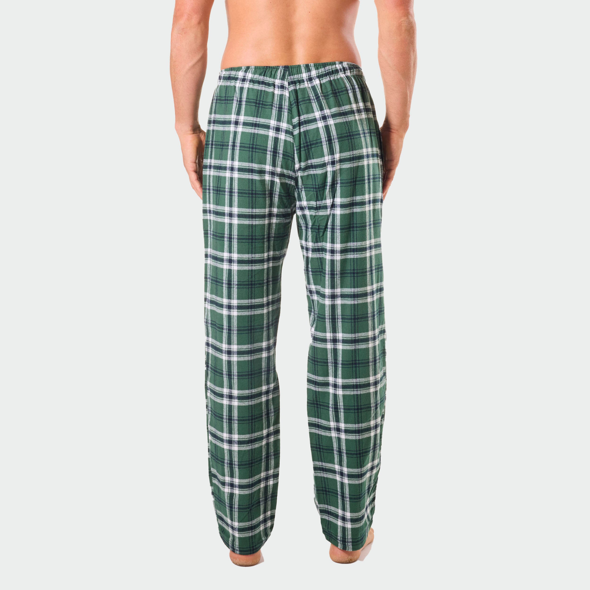 Men's Charles Check Cotton Flannel Sleep Pants - Soft & Comfortable Lounge Pajama Bottoms for Relaxing at Home (Green) - Perfect for Winter Nights, Lounging & Sleepwear