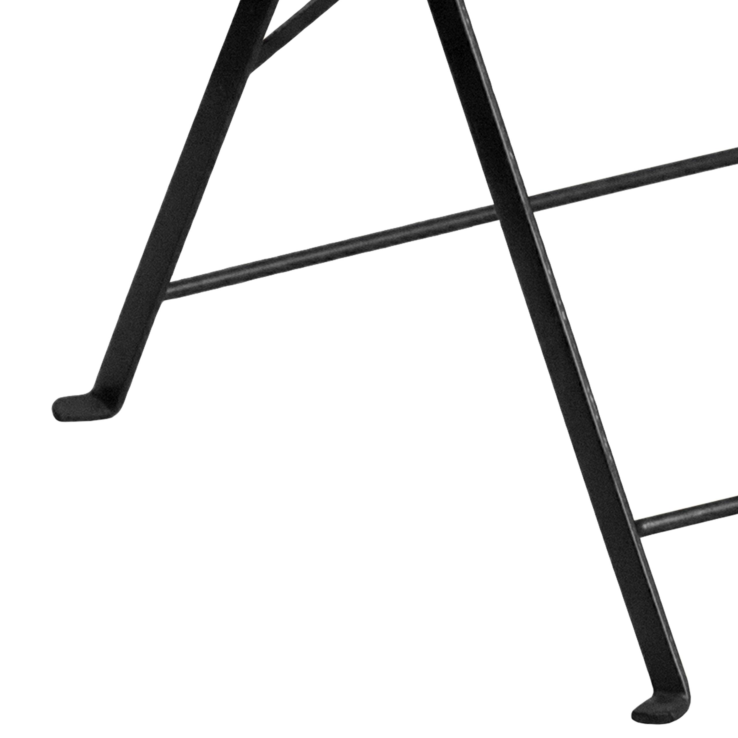 EMMA + OLIVER 30-Inch Round Black Steel Folding Patio Table - Commercial Grade Indoor Outdoor Dining Table for Restaurants, Cafes, and Backyard Gatherings