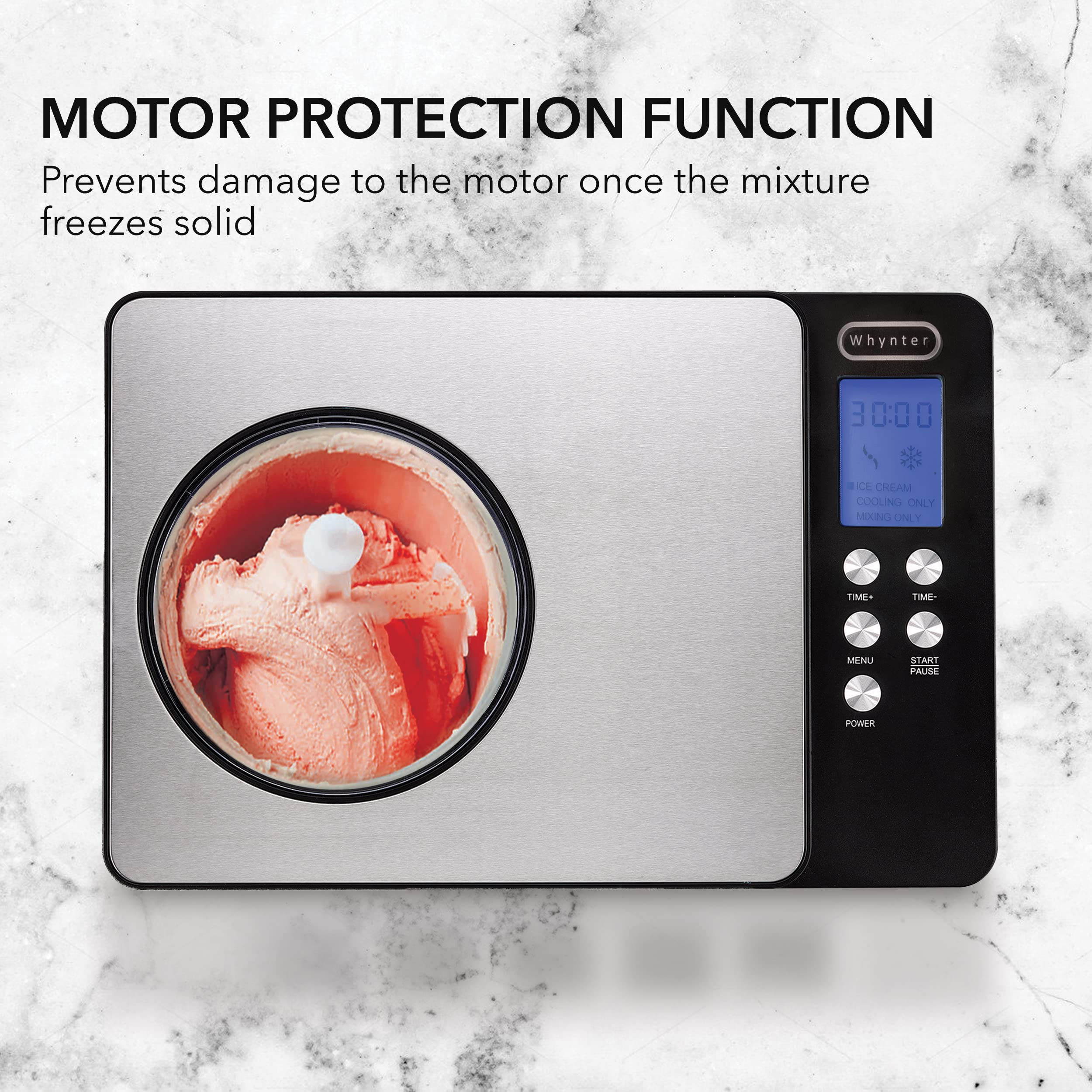 Whynter ICM-200LS 2.1 Quart Automatic Ice Cream Maker with Built-In Compressor - No Pre-Freezing Needed, Digital LCD Display & Timer, Stainless Steel - Perfect for Home Kitchen, Parties, and DIY Frozen Desserts