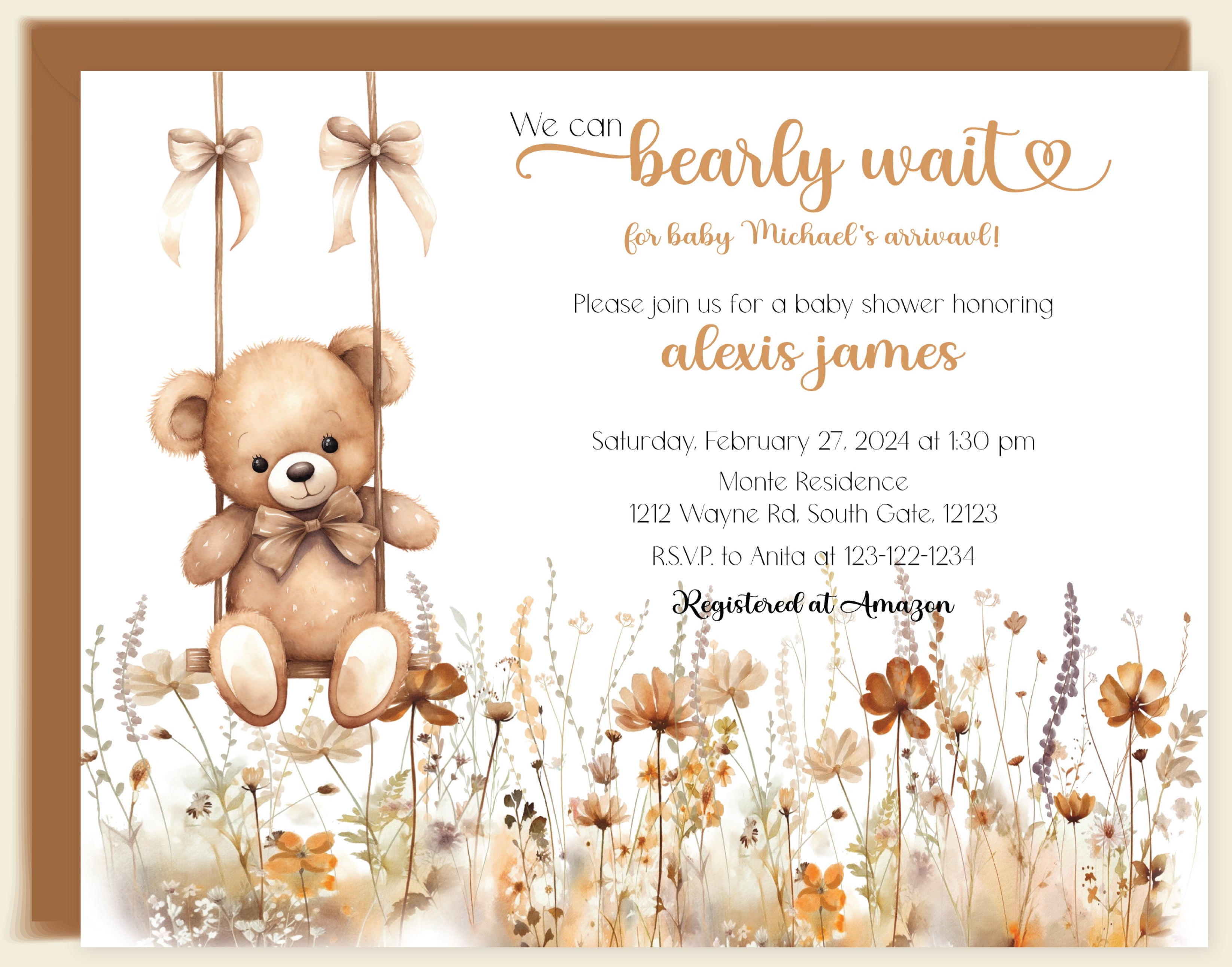 Bearly Wait Baby Shower Invitations - Adorable Teddy Bear Theme Printable Cards for Gender Reveal & Newborn Celebration - Perfect for Maternity Parties & Welcoming Baby