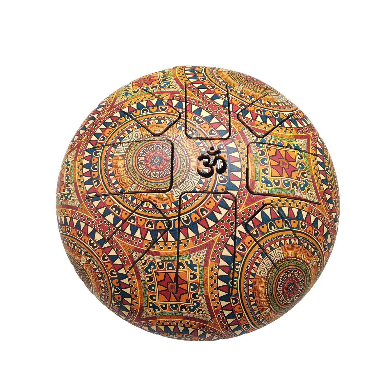 10 Inch Steel Tongue Drum with 8 Notes - OM Design Percussion Instrument with 2 Mallets & Carry Bag - Perfect for Meditation, Yoga, Music Therapy and Relaxation - Cream Mandala Pattern