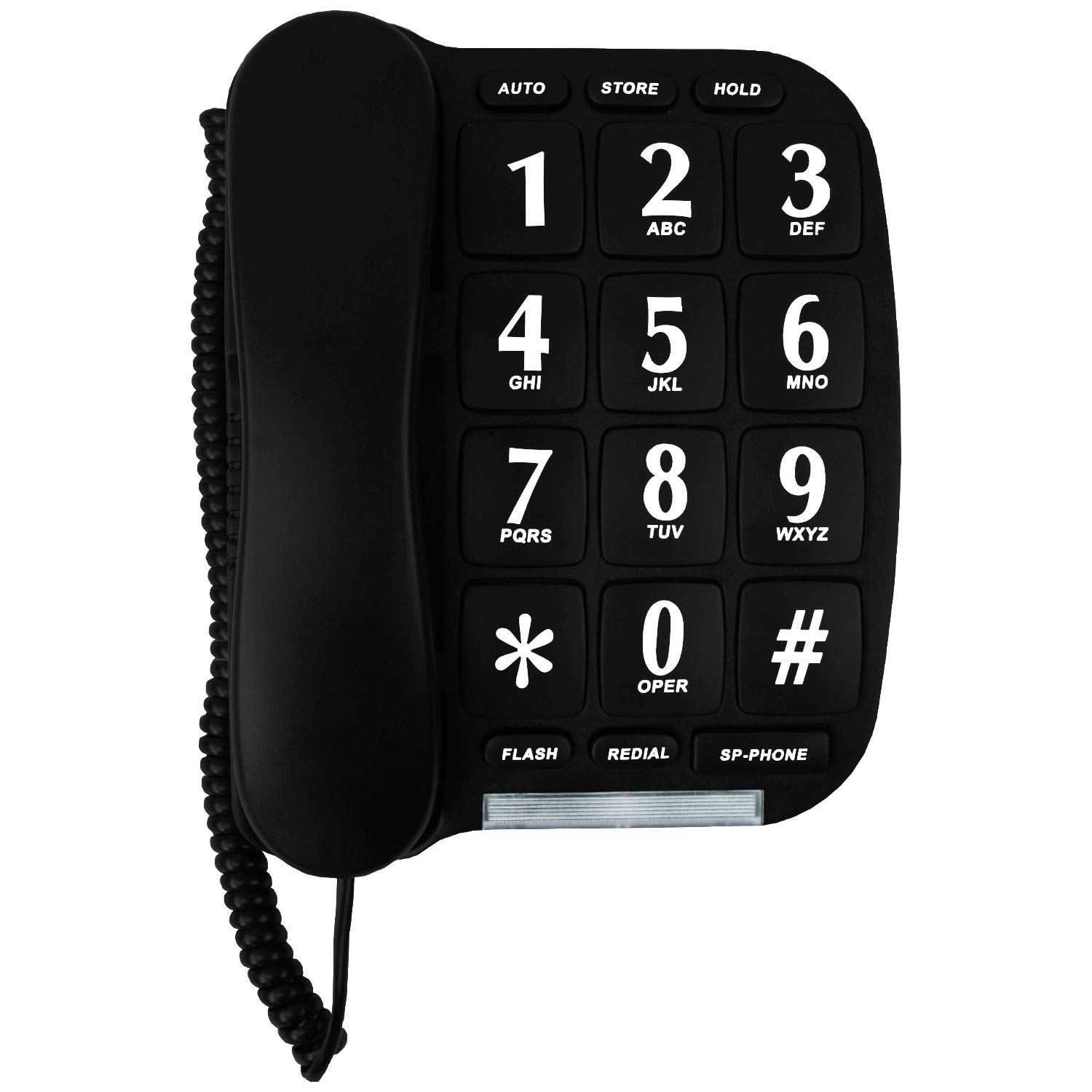 Large Button Corded Phone for Seniors - Wall Mount or Desktop Telephone with Loud Speaker & Caller ID Memory - Perfect for Elderly, Home, and Office Use