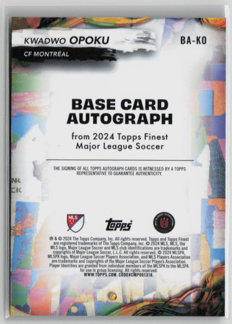 2024 Topps Finest Kwadwo Opoku Red Autograph 1/5 #BA KO - Rare Soccer Trading Card for Collectors & Fans - Perfect for Sports Memorabilia Displays & Investment